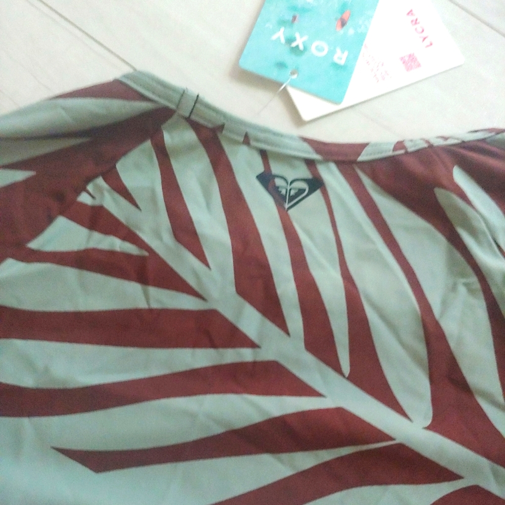 ROXY NEW Crop Top Rashguard Chocolate Palmeria - Picture 10 of 11